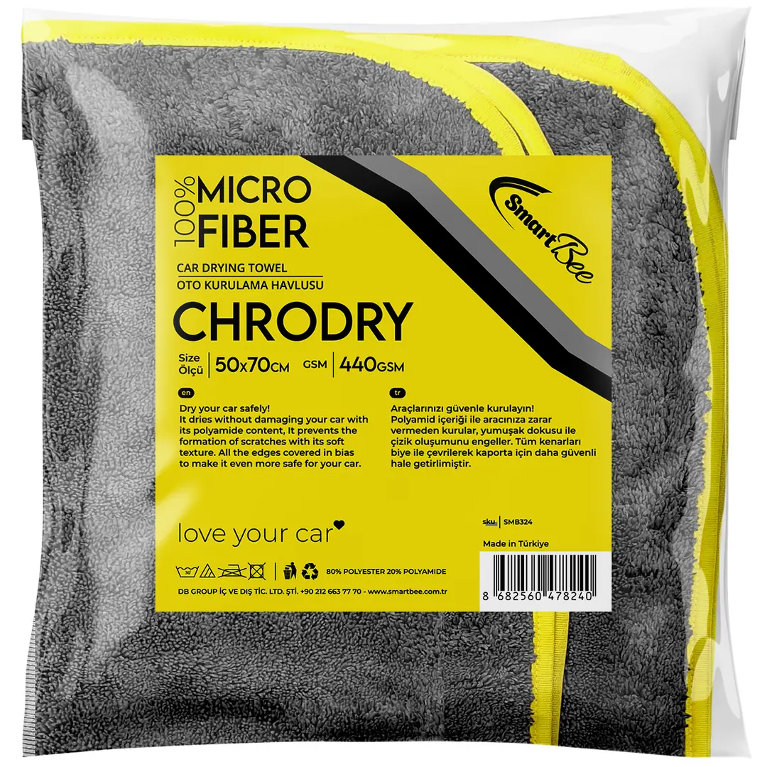 CHRODRY Mikrofiber Oto Kurulama Havlusu 50x70 440GSM - Antrasit