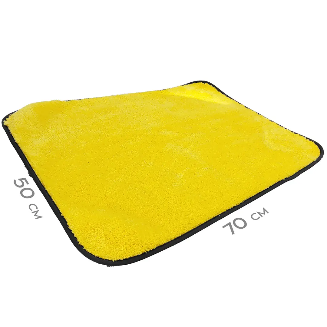 REIS Large Double-Layer Microfiber Car Drying Towel 50×70cm 1300GSM – Yellow/Grey