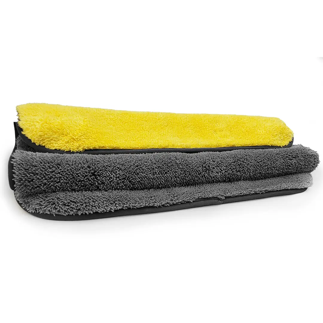 REIS Large Double-Layer Microfiber Car Drying Towel 50×70cm 1300GSM – Yellow/Grey