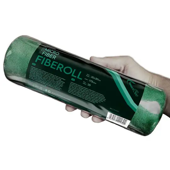 Product image: FIBEROLL 25-Pack Microfiber Cleaning Towel Roll 30x30 cm 175 GSM - Dark Green