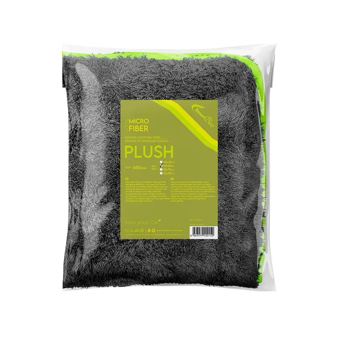 Ürün görseli: PLUSH Mikrofiber Oto Kurulama Havlusu 650gsm – Koyu Gri
