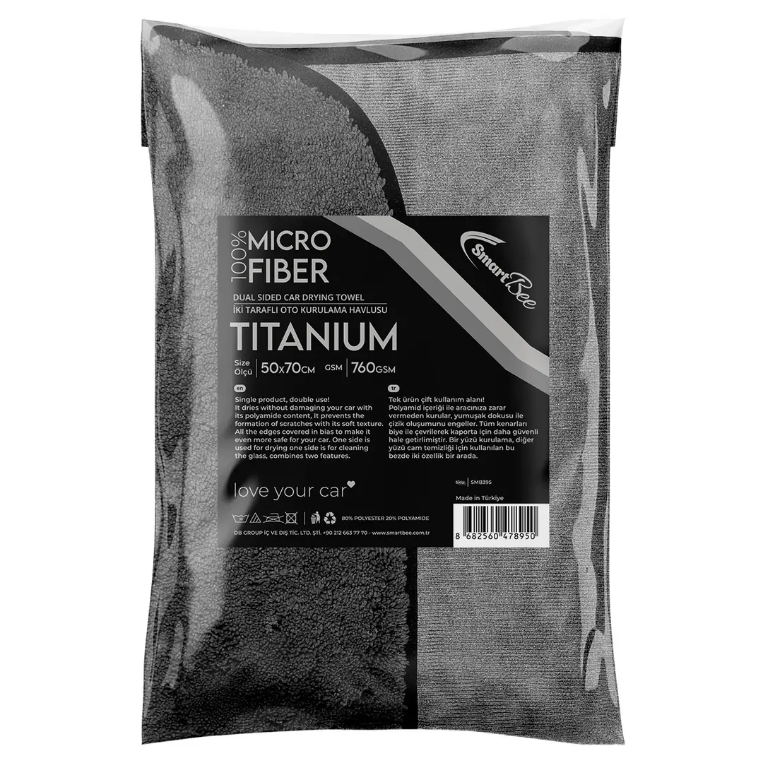 Imagine produs: TITANIUM Prosop Auto din Microfibră cu Două Fețe pentru Uscare și Geamuri 50x70cm 760GSM