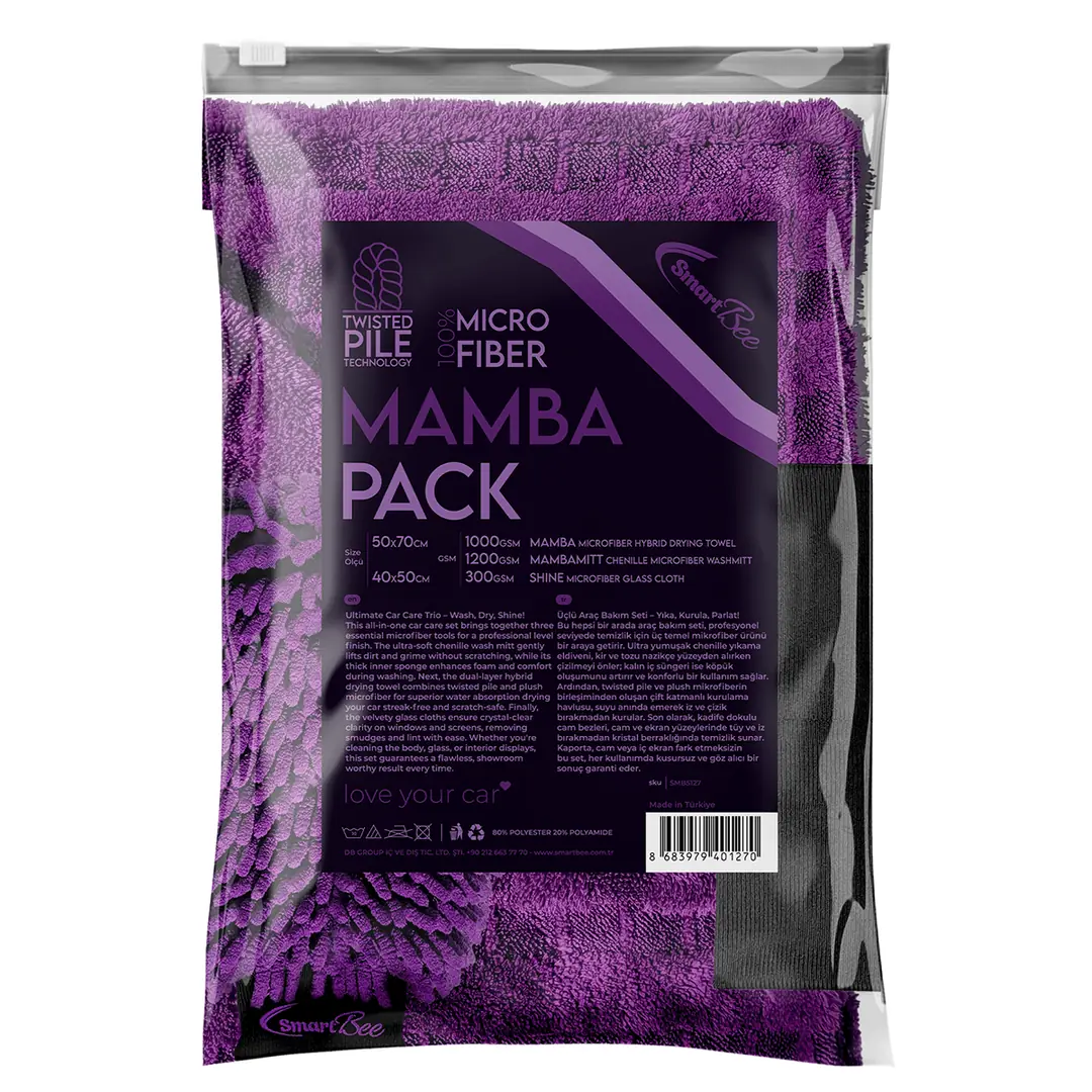 Product image: MAMBAPACK Hybrid Twisted Pile Microfiber Car Wash Kit - Purple