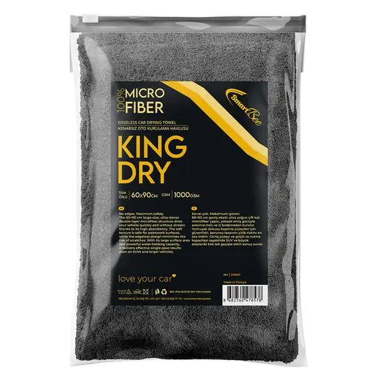 Product image: KINGDRY Edgeless Microfiber Car Drying Towel 60×90 cm 1000 GSM – Anthracite