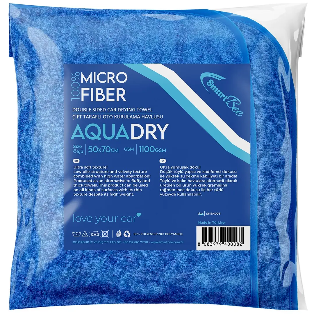 Imagine produs: AQUADRY Prosop Uscare Auto Dublu Față 50x70cm 1100GSM – Albastru