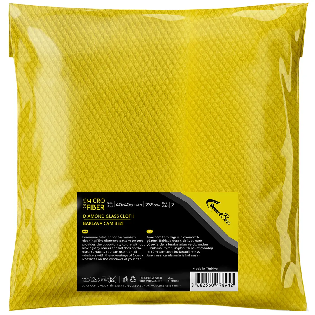 Set 2 Lavete din Microfibră pentru Geam și Jantă 40x40cm 235GSM