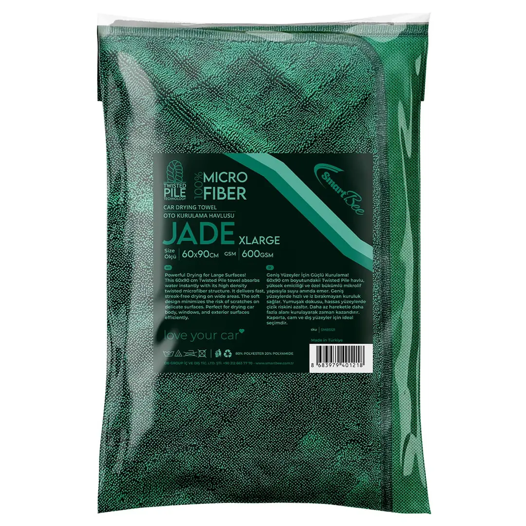 Product image: JADE Twisted Pile Microfiber Car Drying Towel 60×90 cm 600 GSM – Dark Green
