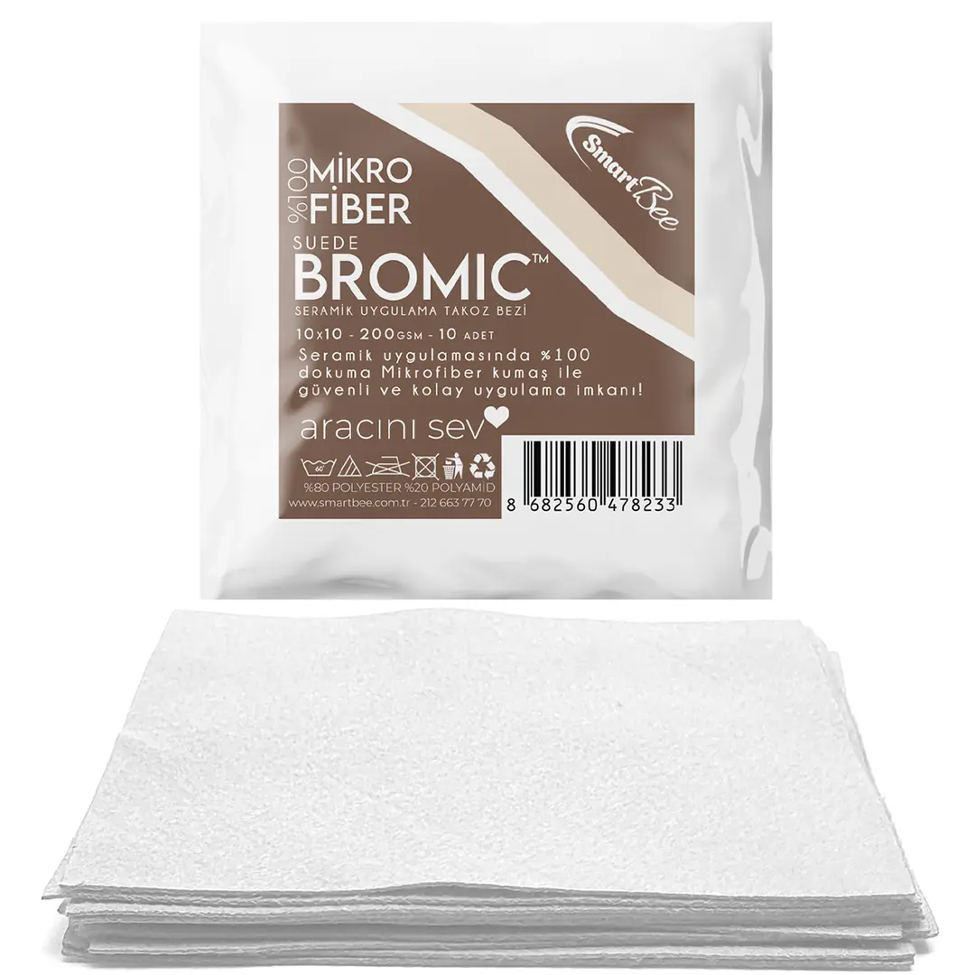 Imagine produs: BROMIC Set 10 Lavete din Microfibră Suede pentru Aplicare Ceramică 10x10cm 200GSM – Alb
