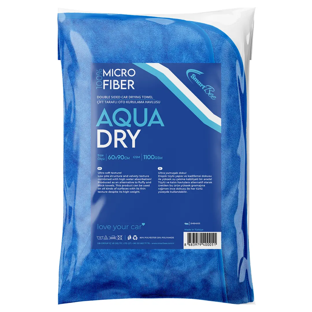 Imagine produs: AQUADRY Prosop Uscare Auto Dublu Față 60x90cm 1100GSM – Albastru