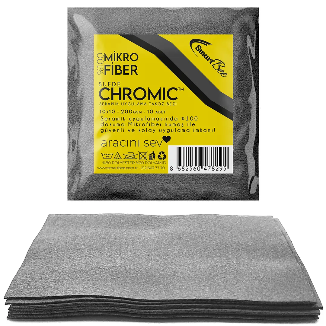 CHROMIC Set 10 Lavete din Microfibră Suede pentru Aplicare Ceramică 10x10cm 200GSM – Gri