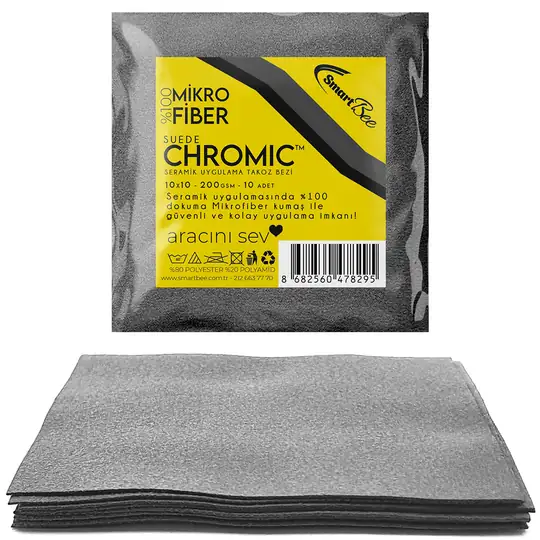 Imagine produs: CHROMIC Set 10 Lavete din Microfibră Suede pentru Aplicare Ceramică 10x10cm 200GSM – Gri