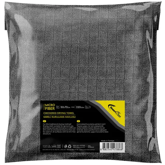 Product image: Checkered Microfiber Car Drying Towel 50x70cm 380GSM - Anthracite