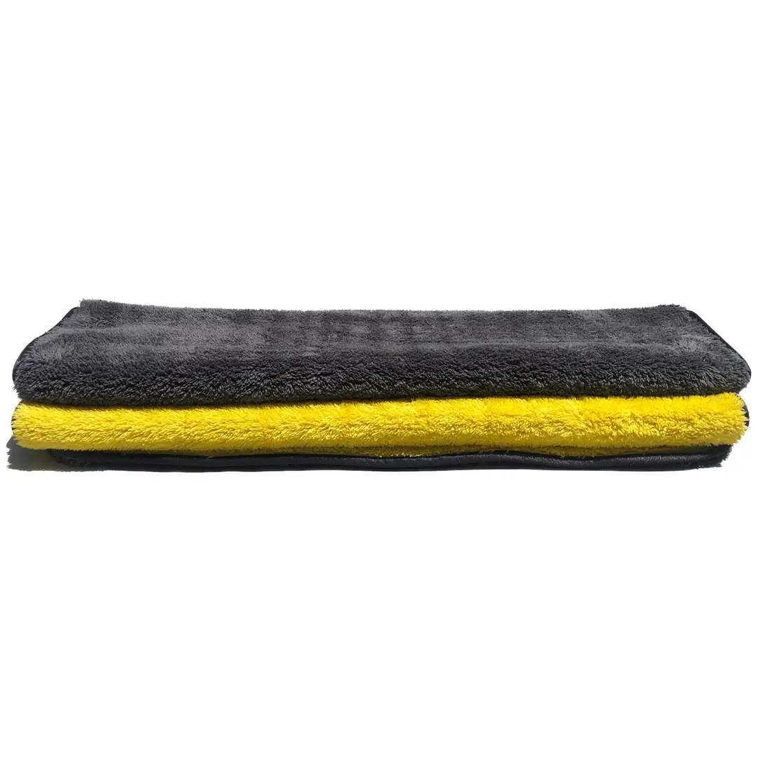 REIS Prosop Uscare Auto din Microfibră Dublu Strat 60x90cm 1300GSM – Galben/Gri