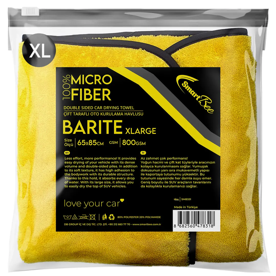 Imagine produs: BARITE Prosop Uscare Auto din Microfibră cu Două Straturi 65x85cm 800GSM – Galben