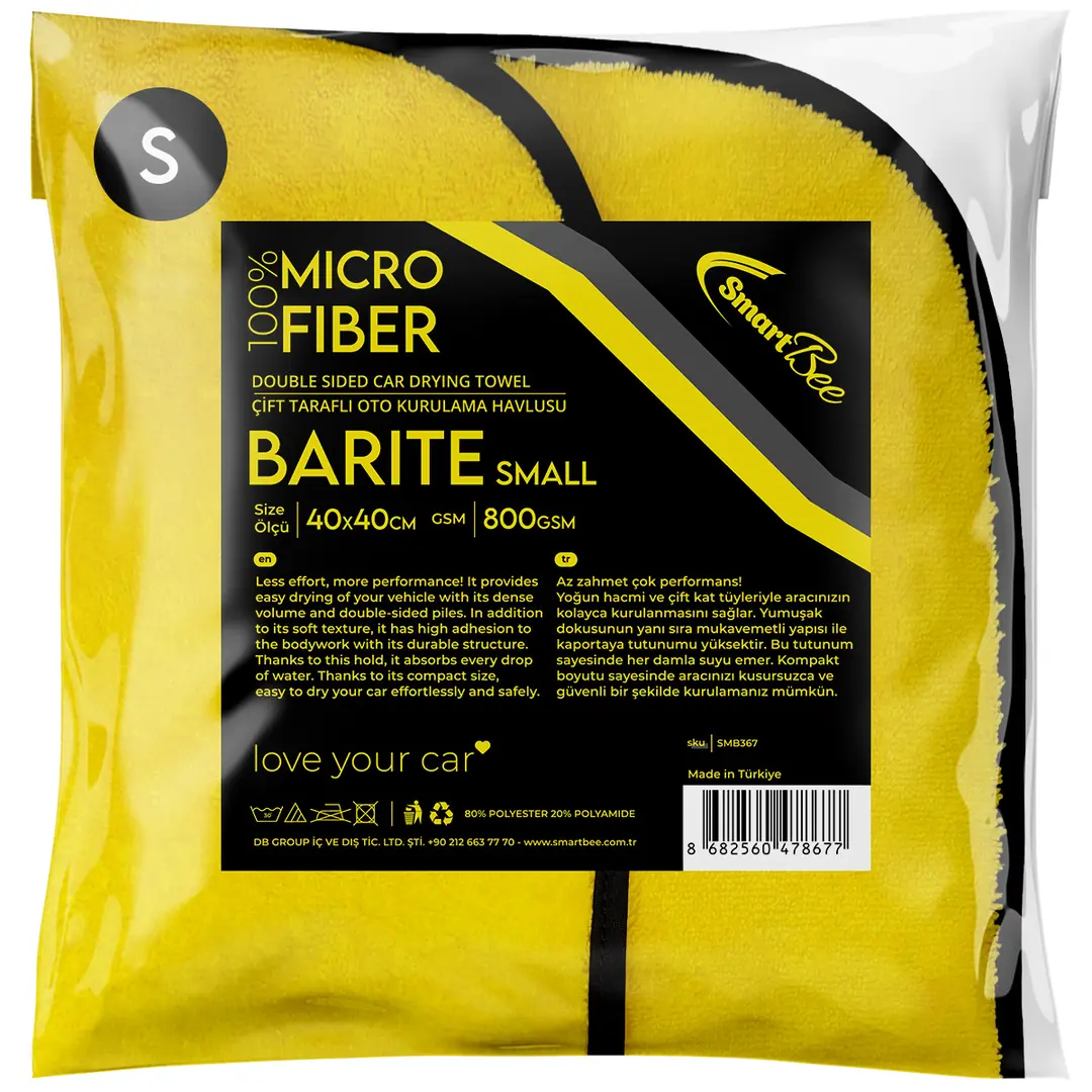 Imagine produs: BARITE Prosop Uscare Auto din Microfibră 40x40cm 800GSM – Galben