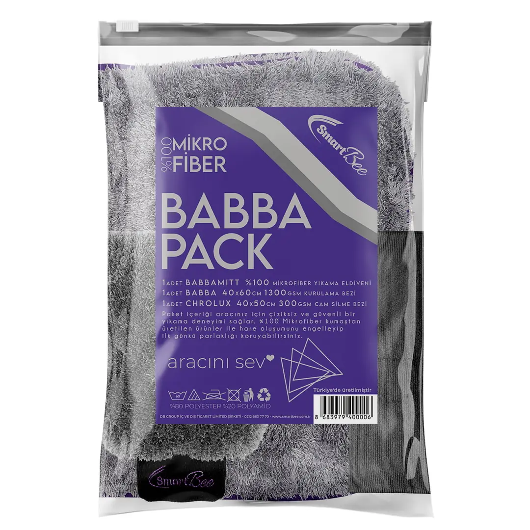 Product image: BABBAPACK Microfiber Car Wash Kit – Dark Grey
