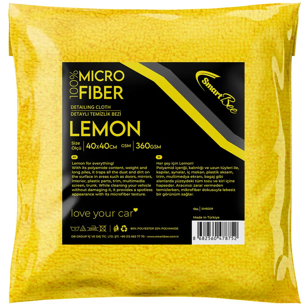 Imagine produs: LEMON Lavetă din Microfibră pentru Curățare Detaliată 40x40 380GSM - Galben