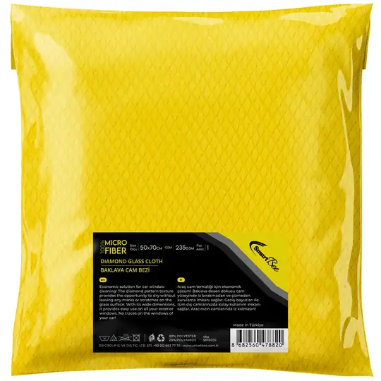 Imagine produs: Lavetă din Microfibră pentru Geamuri și Jante 50x70cm 235GSM – Galben