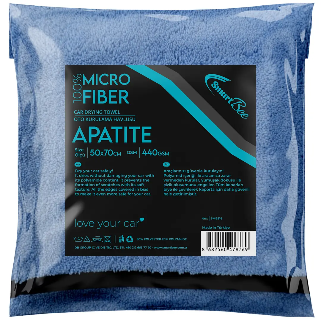 Product image: APATITE Microfiber Car Drying Towel 50x70 cm 440 GSM – Blue